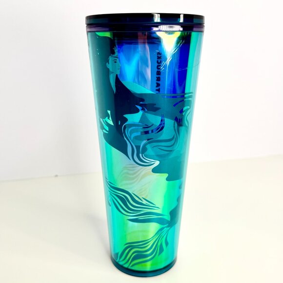 Starbucks‎ 2023 Iridescent Teal Siren Mermaid Tumbler Venti Cold Cup 24oz - Picture 2 of 3